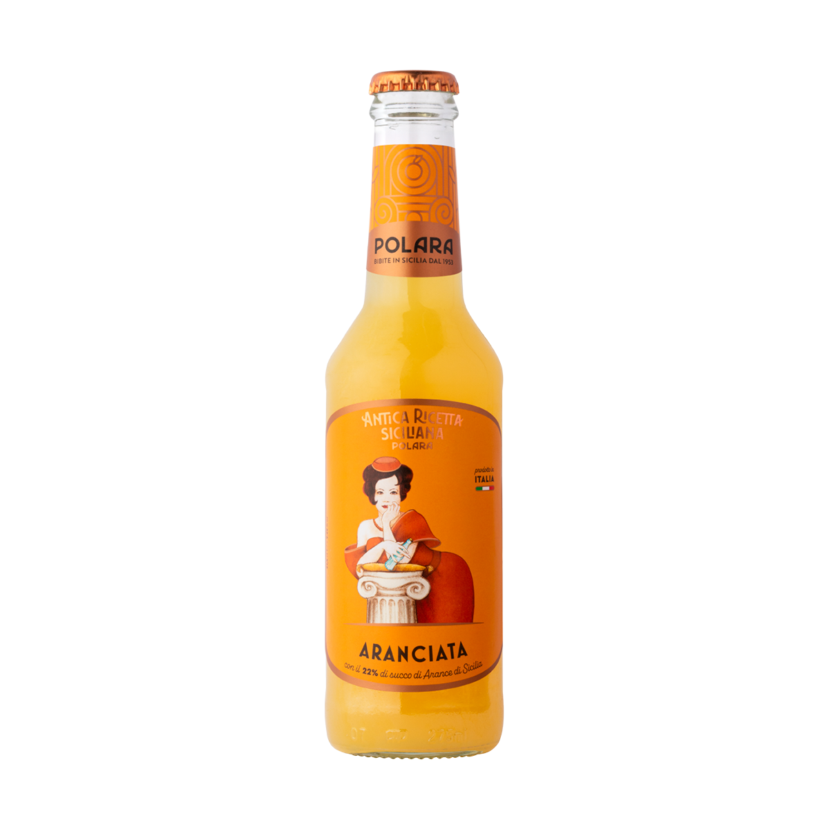 Polara Aranciata Sicilian orange soda bottle