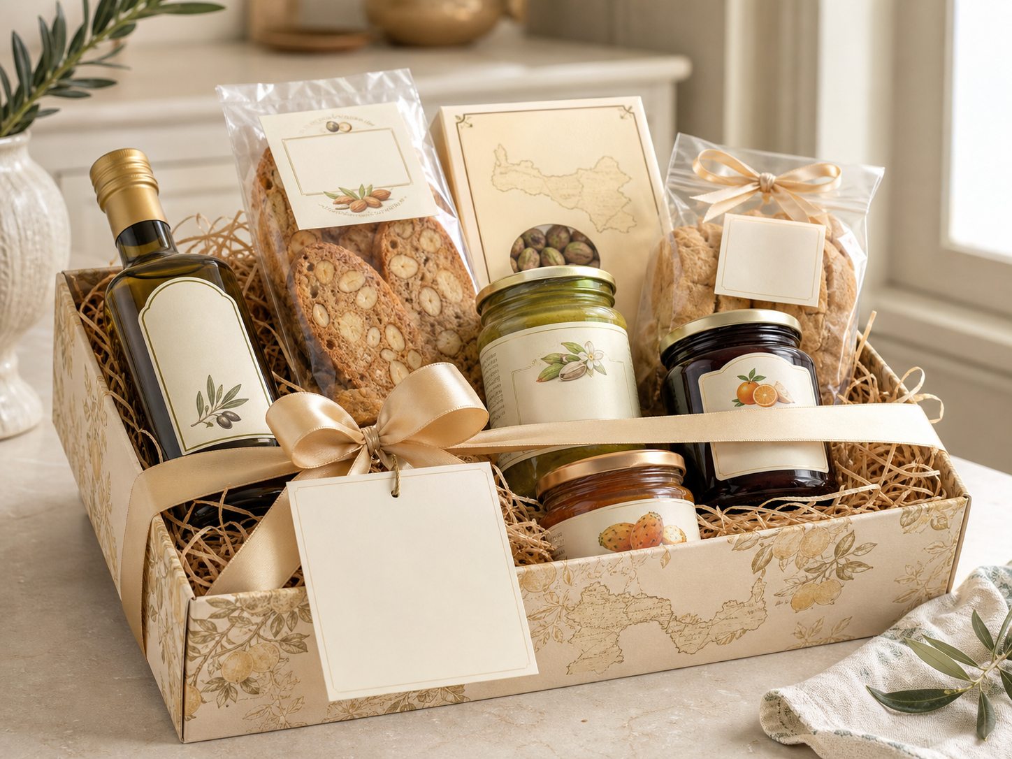 Gift card, ribbon and completed ZAGARA gift package